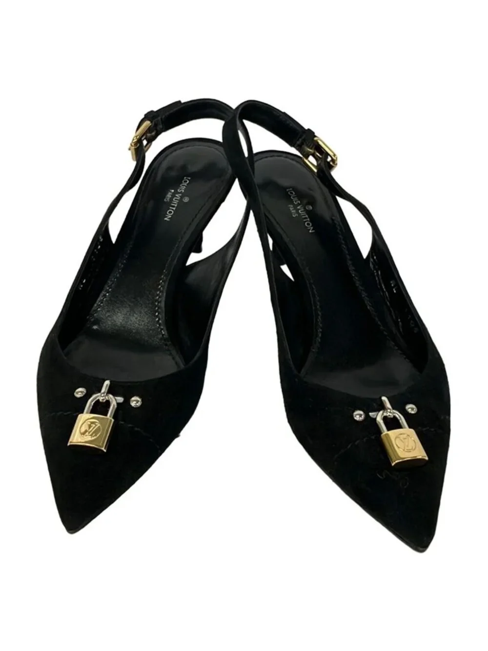 Louis Vuitton Sandals 36.5 Black Silver Gold